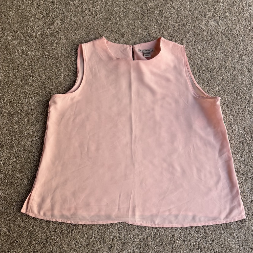Notations Tank Top Womens XL Pink Sleeveless Round Neck Woven Basic Blouse